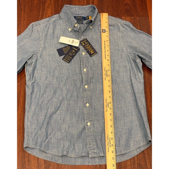 Polo Ralph Lauren Classic Fit Untucked Indigo Chambray Shirt Men's Medium $125 - Picture 9 of 16